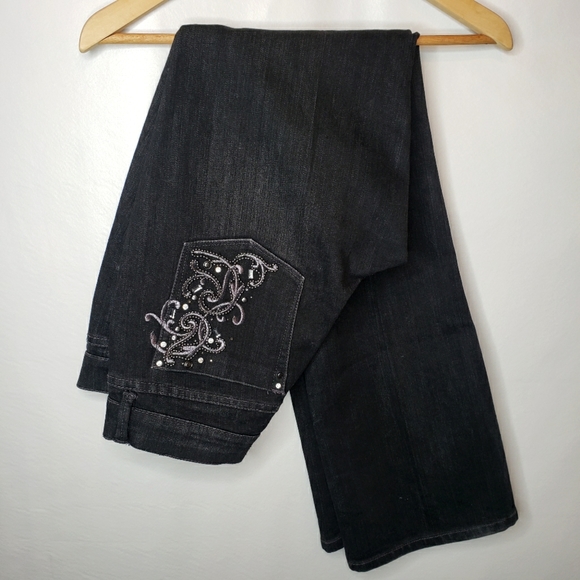 White House Black Market Denim - White House Black Market Womens Boot Cut Jeans Black Size 8 R Embellished